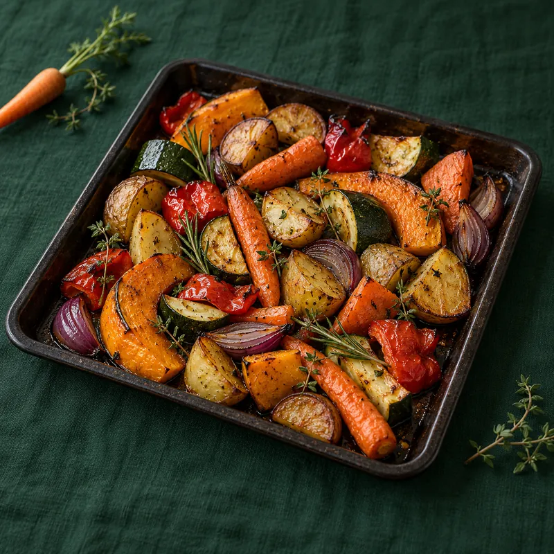 Ofengemüse als Rezeptidee für vorhandene Zutaten